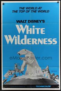9x947 WHITE WILDERNESS 1sh R72 Disney, cool art of polar bear & arctic animals on top of world!