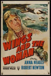 9x963 WINGS & THE WOMAN style A 1sh '42 Anna Neagle playing Amy Johnson, famous female aviator!