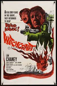 9x967 WITCHCRAFT 1sh '64 Lon Chaney Jr, they returned to reap BLOOD HAVOC!