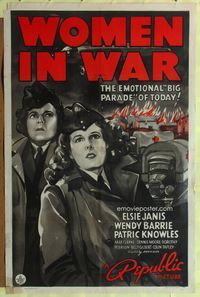 9x981 WOMEN IN WAR 1sh '40 WWII, Wendy Barrie finds out Elsie Janis is her mother!
