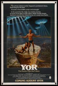 9x994 YOR, THE HUNTER FROM THE FUTURE advance 1sh '82 Margheriti's Il mondo di Yor, cool sci-fi art