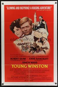 9x999 YOUNG WINSTON style B 1sh '72 Anne Bancroft & Robert Shaw as Randolph Churchill!