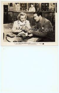 9y152 EVERYTHING HAPPENS AT NIGHT 8x10.25 still '39 Ray Milland & Sonja Henie sitting at table!