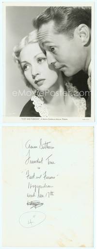 9y155 FAST & FURIOUS 7.75x10.25 still '39 great close up of Franchot Tone & Ann Sothern!