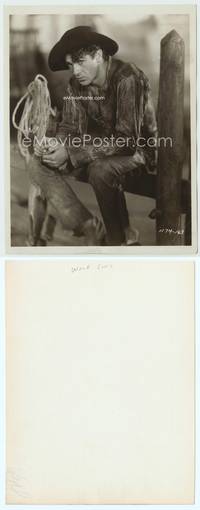 9y176 GARY COOPER 8x10 key book still '29 wearing buckskin sitting on fence from The Wolf Song!