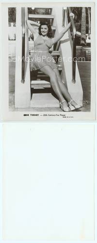 9y177 GENE TIERNEY 8x10 still '40s super young in sexiest outfit sitting by diving board!