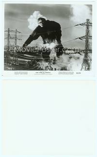 9y290 KING KONG VS. GODZILLA 8x10 still '63 close up of giant ape stumbling into power lines!