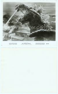 9y291 KING KONG VS. GODZILLA 8x10 still '63 close up of Godzilla breathing fire on city!