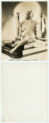 9y304 LILLIAN HARVEY 7.5x9.75 still '30s great sexy portrait seated on giant deco ink stand!