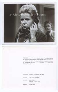 9y418 SATAN MURDERS TV 7.25x9.25 still '76 close up of terrified Salome Jens on telephone!
