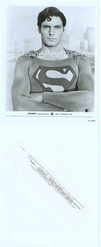 9y452 SUPERMAN 8x10 still '78 close up Christopher Reeve in costume with wry smile!