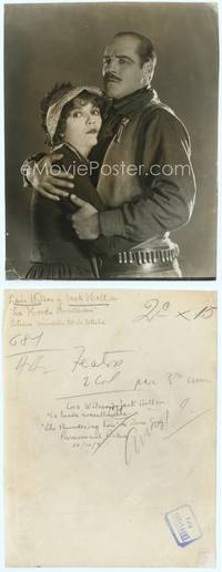 9y464 THUNDERING HERD 7.5x10 still '25 cowboy Jack Holt holding Lois Wilson, from Zane Grey story!