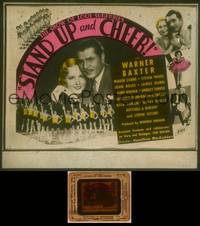 9z118 STAND UP & CHEER glass slide '34 Warner Baxter, Shirley Temple & many sexy chorus girls!