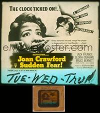 9z119 SUDDEN FEAR glass slide '52 great close up of terrified Joan Crawford, Jack Palance