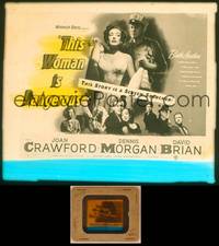9z120 THIS WOMAN IS DANGEROUS glass slide '52 bad girl Joan Crawford arrested by cop!