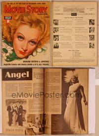 9z055 MOVIE STORY magazine October 1937, wonderful art of Marlene Dietrich by Mozert!