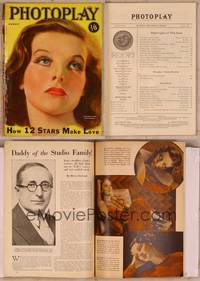 9z028 PHOTOPLAY English magazine August 1933, wonderful art of Katharine Hepburn by Earl Christy!