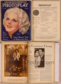 9z027 PHOTOPLAY magazine December 1931, art of platinum blonde Jean Harlow by Earl Christy!