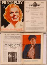 9z033 PHOTOPLAY magazine March 1937, art of smiling Jean Harlow by Sverre Grebliffe!
