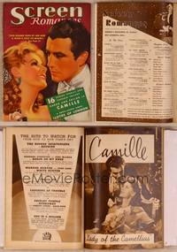 9z050 SCREEN ROMANCES magazine January 1937, art of Garbo & Taylor in Camille by Earl Christy!