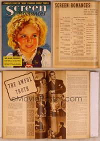 9z053 SCREEN ROMANCES magazine November 1937, art of Shirley Temple in Heidi by Earl Christy!