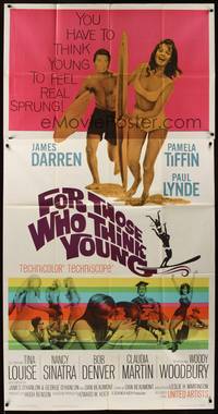 1a439 FOR THOSE WHO THINK YOUNG 3sh '64 James Darren, Paul Lynde, Tina Louise, Bob Denver, surfing!