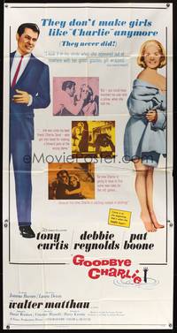 1a450 GOODBYE CHARLIE 3sh '64 Tony Curtis, sexy barely-dressed Debbie Reynolds, Pat Boone!