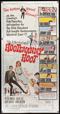 1a464 HOOTENANNY HOOT 3sh '63 Johnny Cash and a ton of top country music stars!