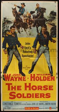 1a465 HORSE SOLDIERS 3sh '59 art of U.S. Cavalrymen John Wayne & William Holden, John Ford