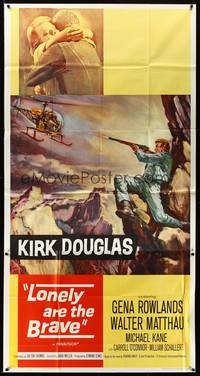 1a506 LONELY ARE THE BRAVE 3sh '62 Kirk Douglas classic, completely different image!