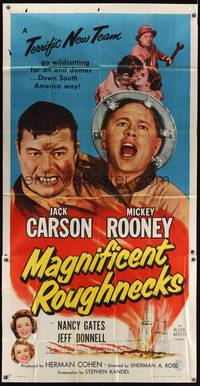 1a515 MAGNIFICENT ROUGHNECKS 3sh '56 Jack Carson, Mickey Rooney & Nancy Gates in oil fields!