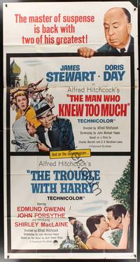 1a524 MAN WHO KNEW TOO MUCH/TROUBLE WITH HARRY 3sh '63 Alfred Hitchcock's two greatest!