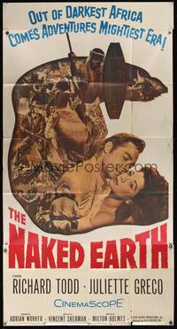 1a539 NAKED EARTH 3sh '58 sexy Juliette Greco, out of darkest Africa comes mighty adventure!