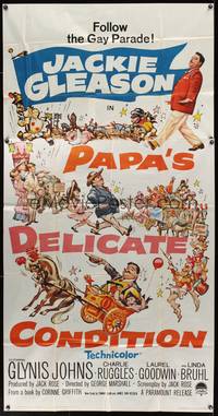 1a562 PAPA'S DELICATE CONDITION 3sh '63 Jackie Gleason, follow the gay parade, great wacky artwork!