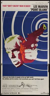 1a576 POINT BLANK 3sh '67 cool art of Lee Marvin, Angie Dickinson, John Boorman film noir!