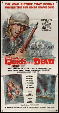 1a593 QUICK & THE DEAD 3sh '63 truly great war artwork of soldiers on beachfront!