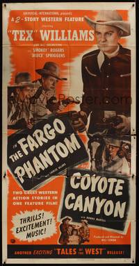 1a640 TALES OF THE WEST 2 style A 3sh '50 western double-bill, Coyote Canyon, The Fargo Phantom!