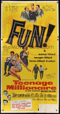 1a642 TEENAGE MILLIONAIRE 3sh '61 Jimmy Clanton, free record for every teenager who buys a ticket!