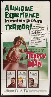 1a648 TERROR IS A MAN 3sh '59 H.G. Wells, a unique experience in motion picture terror!
