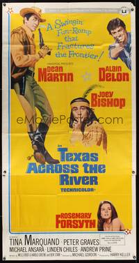 1a650 TEXAS ACROSS THE RIVER 3sh '66 cowboy Dean Martin, Alain Delon & Indian Joey Bishop!