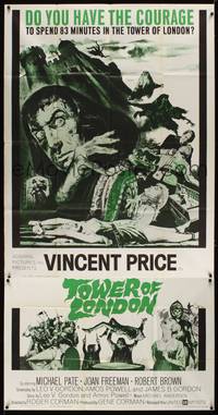 1a662 TOWER OF LONDON 3sh '62 Vincent Price, Roger Corman, montage of horror artwork!