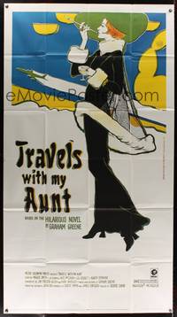 1a665 TRAVELS WITH MY AUNT 3sh '72 from Graham Greene's novel, cool Art Nouveau-style art!