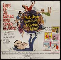 1a208 GLOBAL AFFAIR 6sh '64 great art of Bob Hope spinning Earth & sexy girls, Yvonne De Carlo!