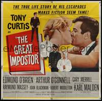 1a212 GREAT IMPOSTOR 6sh '61 Tony Curtis as Waldo DeMara, who faked being a doctor, warden & more!