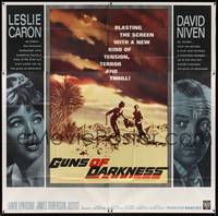 1a215 GUNS OF DARKNESS 6sh '62 art of Leslie Caron & David Niven who can't escape!