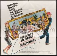 1a218 HAPPY THIEVES 6sh '62 cool artwork of Rita Hayworth & Rex Harrison stealing painting!