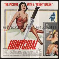 1a224 HOMICIDAL 6sh '61 William Castle's frightening story of a psychotic female killer!