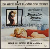 1a265 MOMENT TO MOMENT 6sh '65 close up of sexy Jean Seberg laying on bed in a moment of weakness!