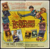 1a284 OUTLAWS IS COMING 6sh '65 The Three Stooges with Curly-Joe are wacky cowboys!