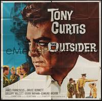 1a285 OUTSIDER 6sh '62 great close up art of Tony Curtis as Ira Hayes of Iwo Jima fame!